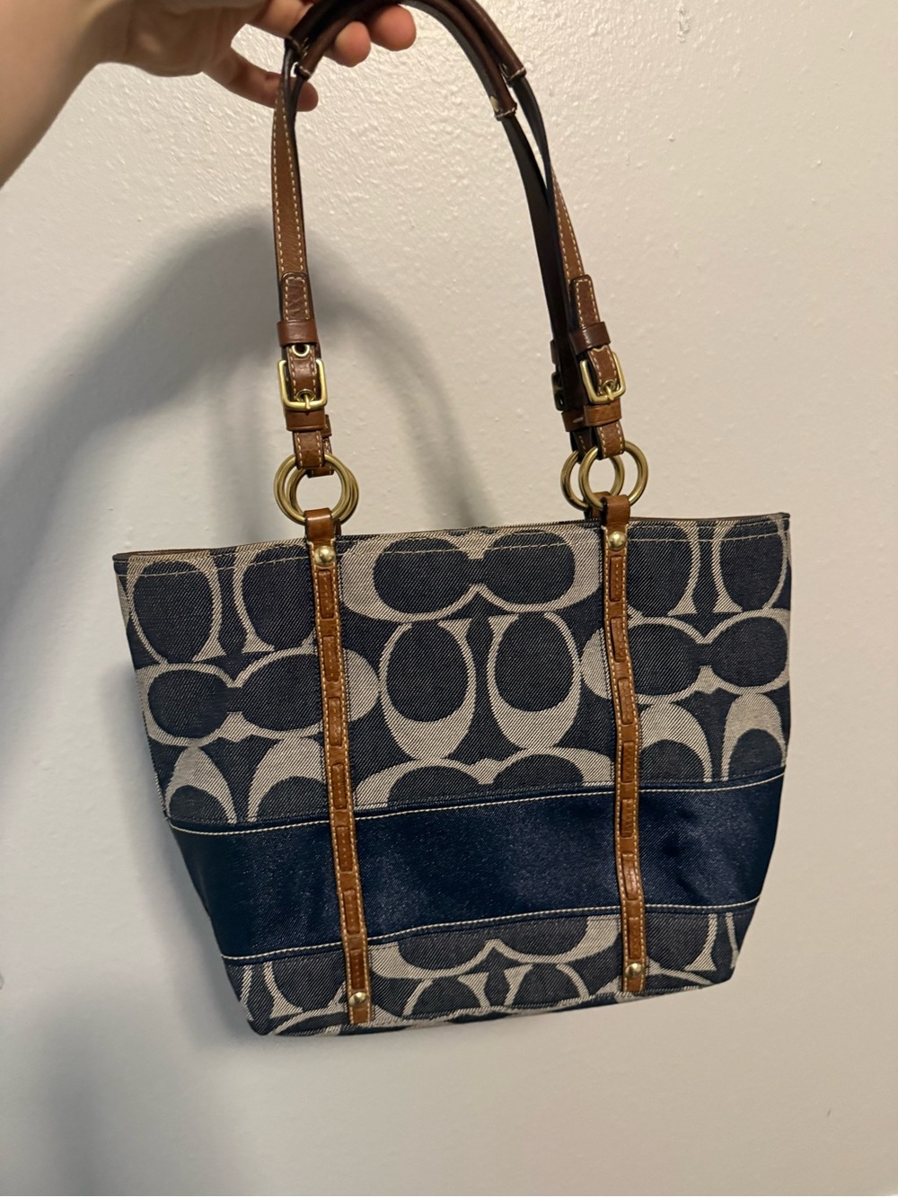 Coach Denim Signature Canvas Tote with Legacy Lining